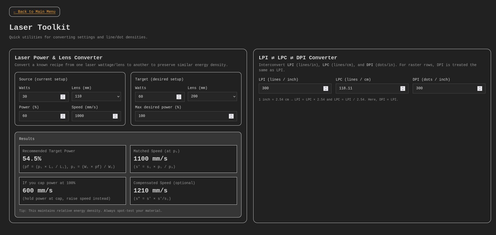 laser everything laser toolkit screenshot