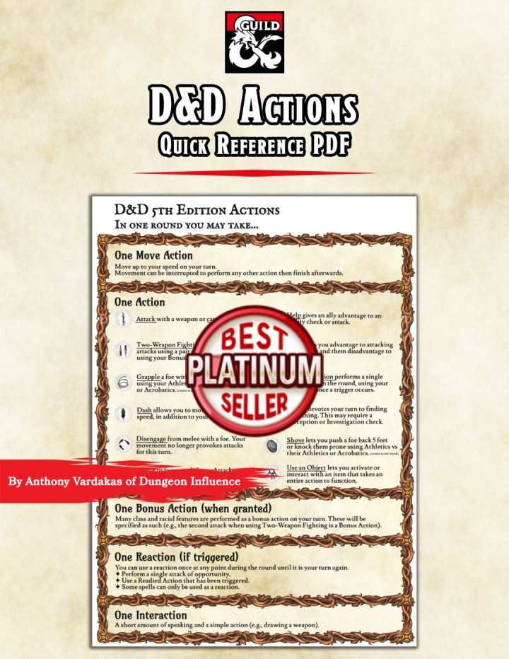 DnD Actions - Quick Reference PDF - Dungeon Masters Guild